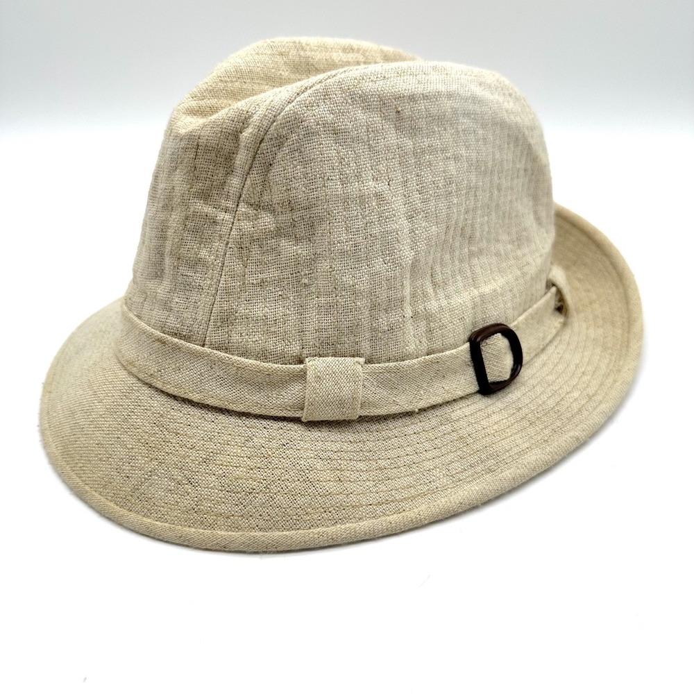 Vintage Stetson Mens Fedora Hat Beige Oatmeal Linen Blend Size 7 1/4 D-Ring Band